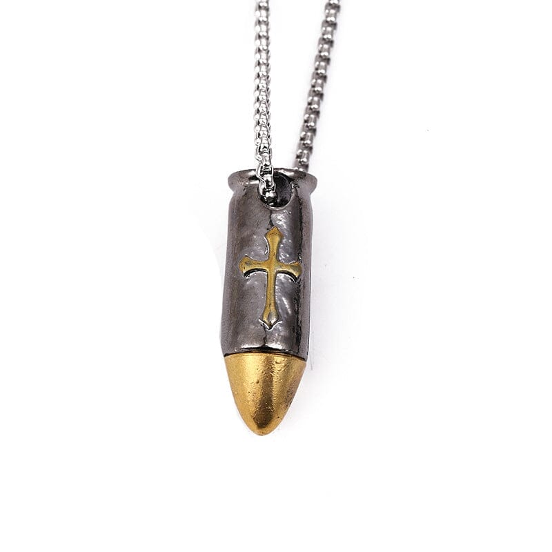 Holy Cross Bullet Skull Necklace