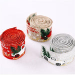 Christmas Ribbon Printed Burlap Ribbons For Gift Wrapping(A roll of 5 metres)