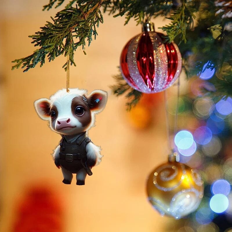 Christmas Cartoon Cow Decorative Ornament