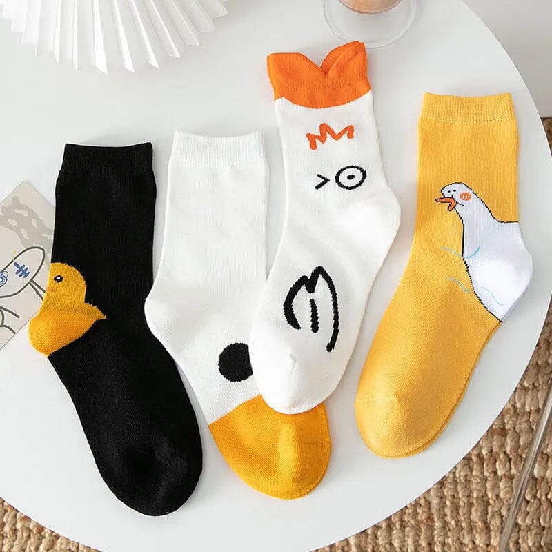 Duck Printed Cartoon Cute Socks