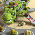 Dinosaur Transforming Engineering Truck Track Toy Set with Lights and Music