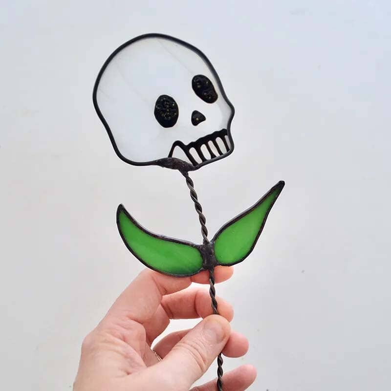 💥Early Halloween 💀Skull Stained glass Plant💐