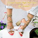 Multi-color Lace-up Heeled Sandals