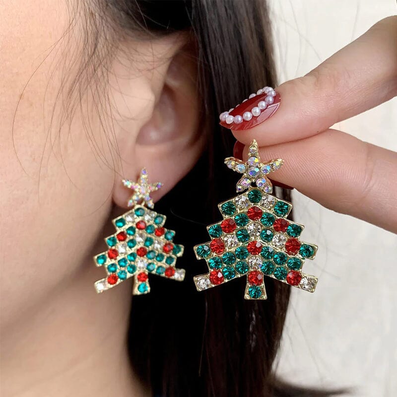 Sparkling Christmas Tree Earrings