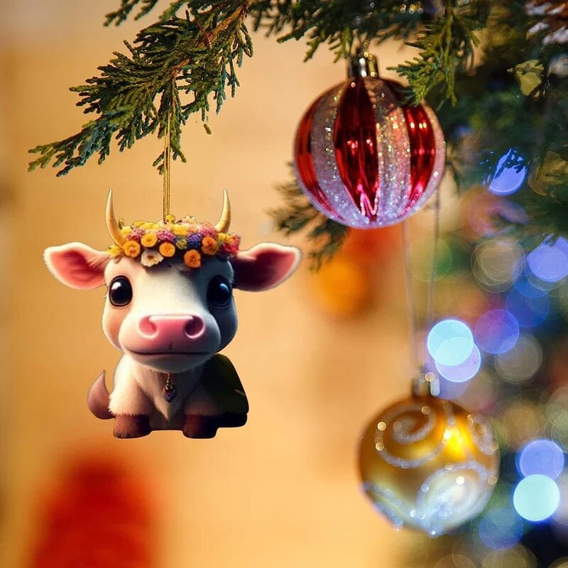 Christmas Cartoon Cow Decorative Ornament