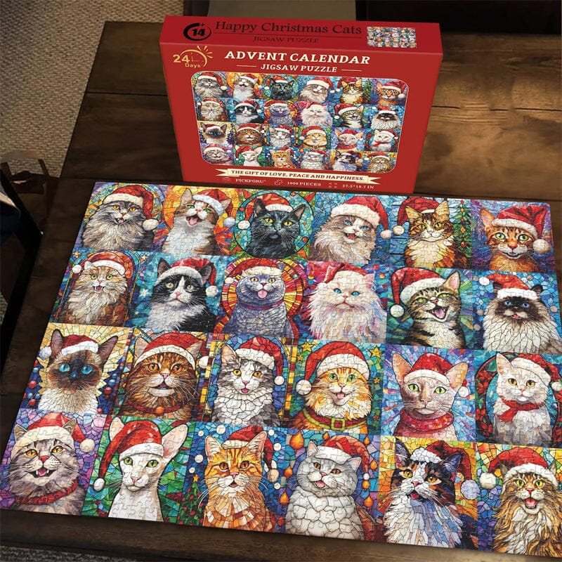 Happy Christmas Cats Advent Calendar Jigsaw Puzzle