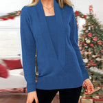 Women's V Neck Long Sleeve Knit Sweater