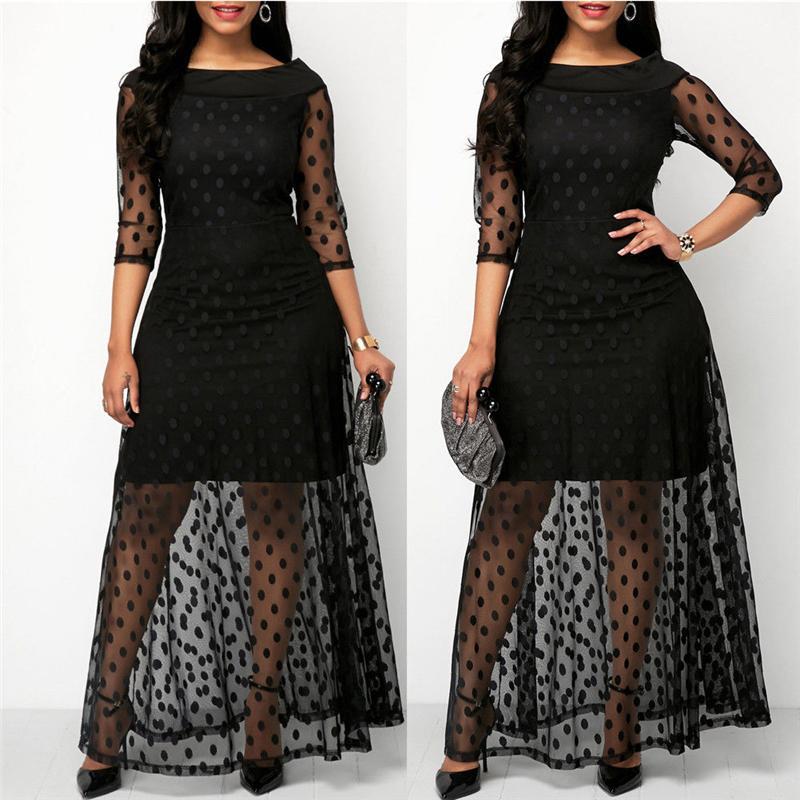 Spliced Polka Dot Lace Dress