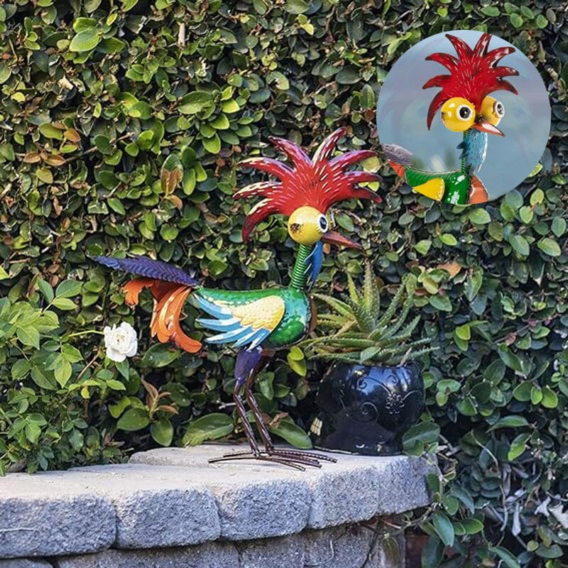 Funny garden rooster statue