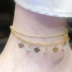 Crystal Encrusted Anklet with Diamond Fringes