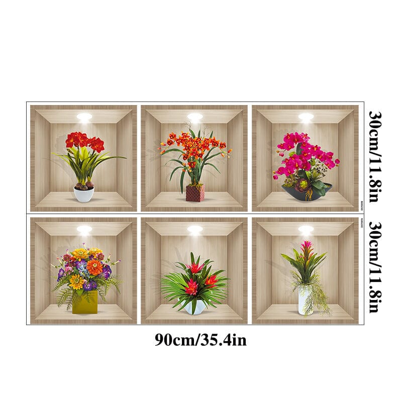 3D Flowers Vase Wall Sticker