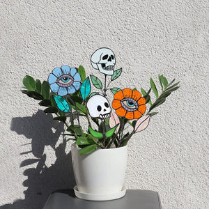 💥Early Halloween 💀Skull Stained glass Plant💐