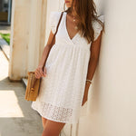 Summer Lace Dress with Ruffled Sleeves