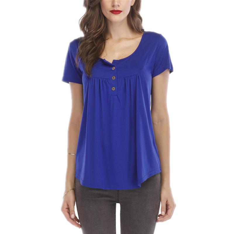 Casual Short Sleeve Button Top for Women