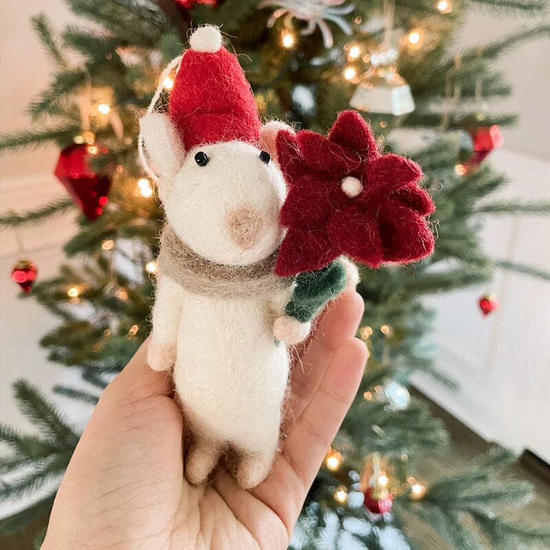 Felt Mouse and Pumpkin Ornament