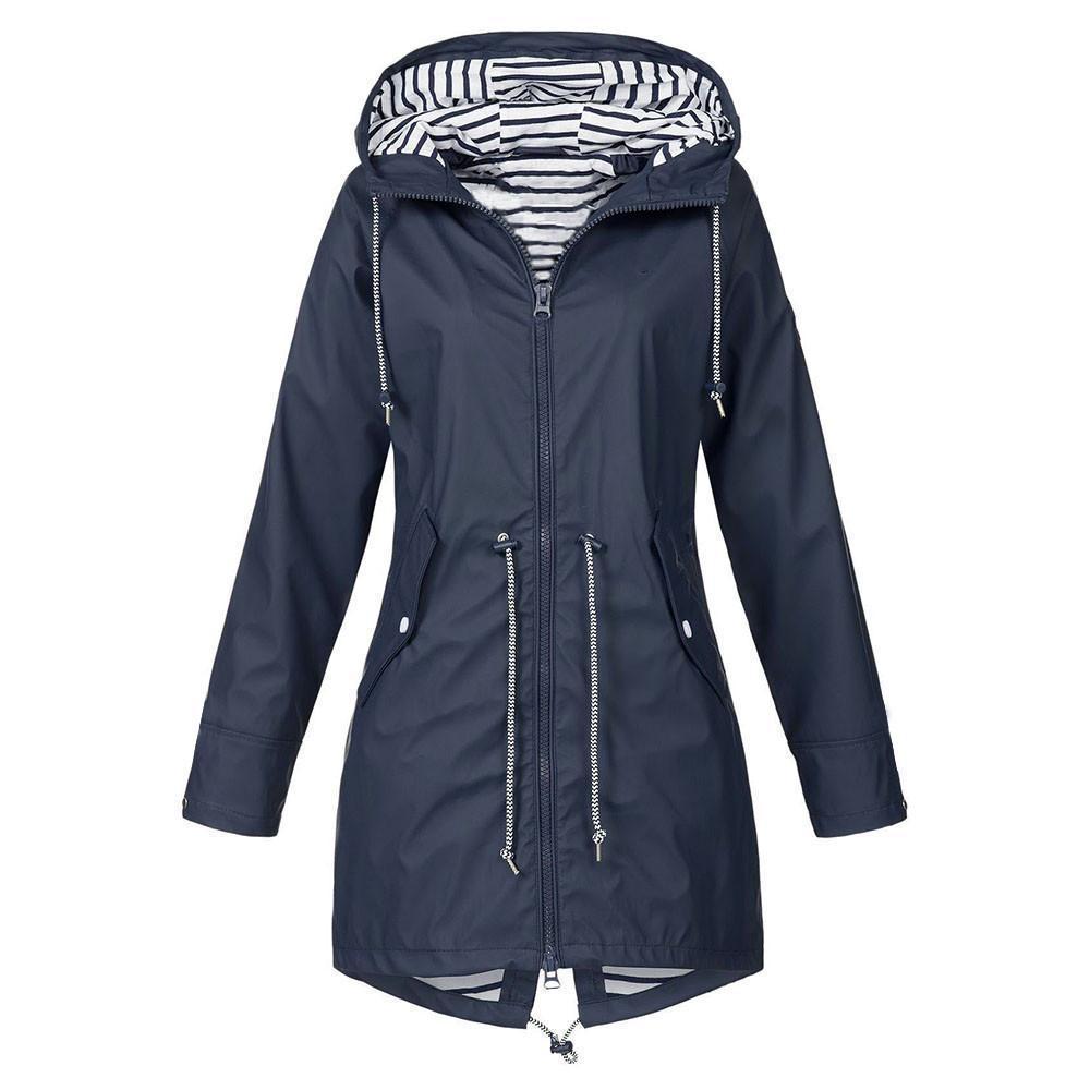 Long waterproof hooded jacket