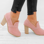 Women Fall Ankle Boots Middle Heel Shoes