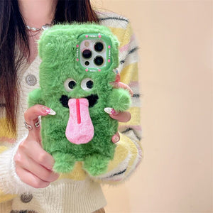 Funny Tongue Sticking Out Plush Mobile Phone Case For iPhone