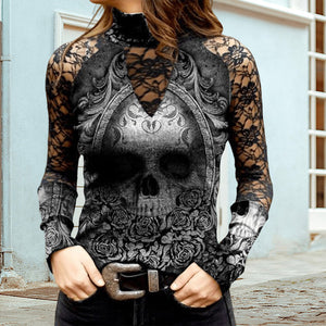 Lace Skull Print T-shirt