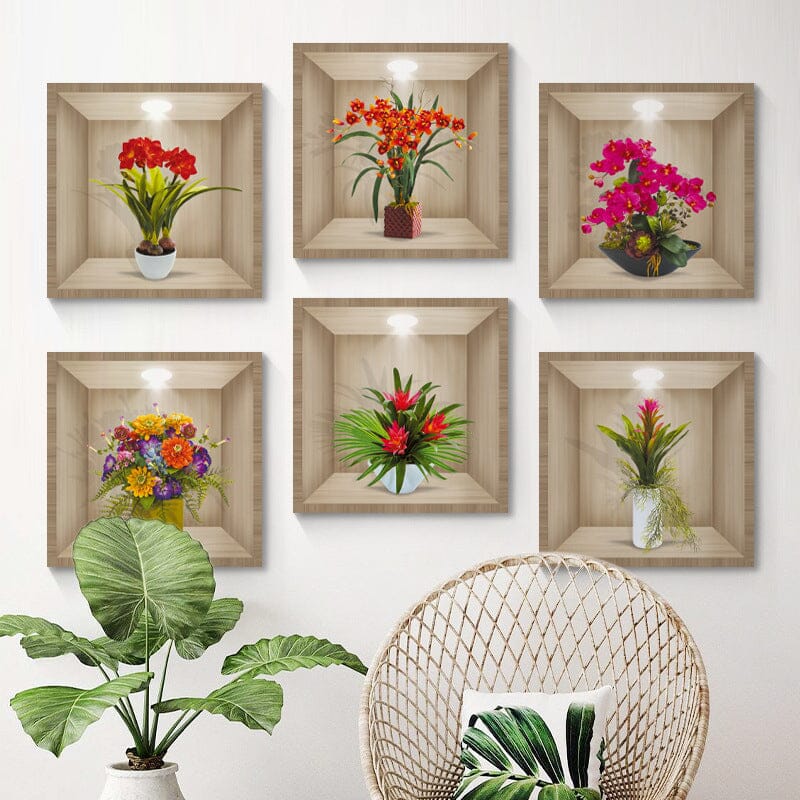 3D Flowers Vase Wall Sticker