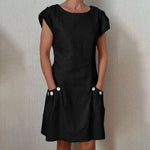 solid double pocket dress