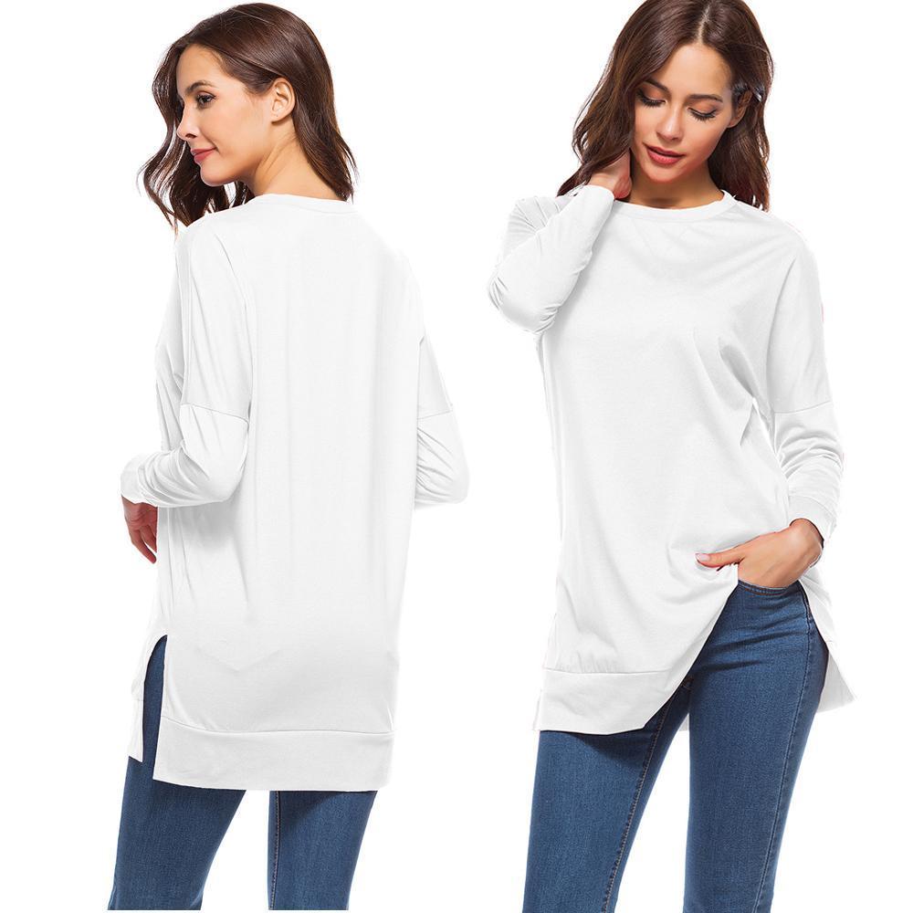 Women's Side Split Loose Casual Pullover Tunic Tops