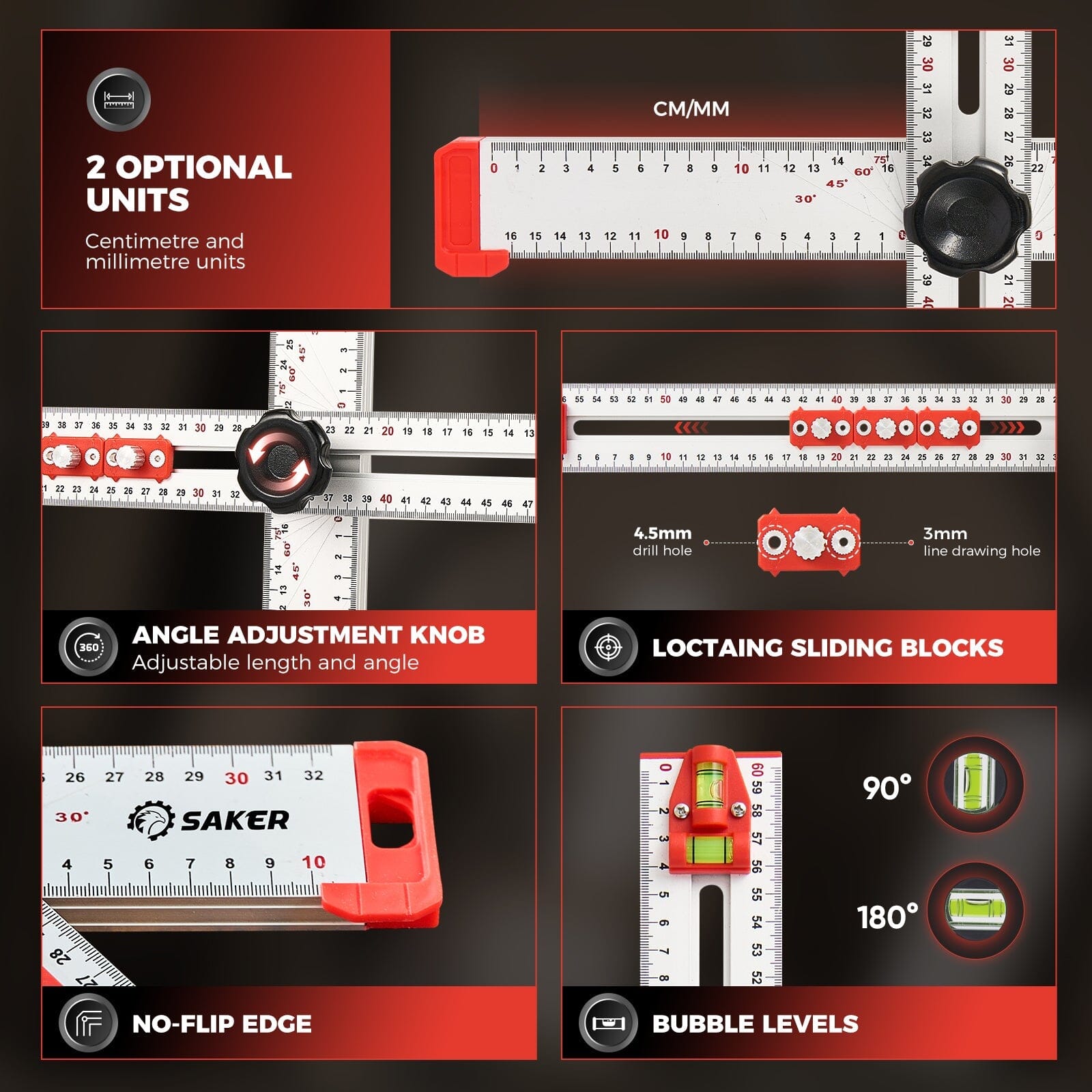 4 in 1 Drilling Positioning Ruler