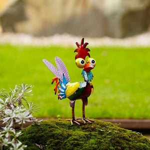 Funny garden rooster statue