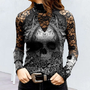 Lace Skull Print T-shirt