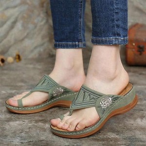 Embroidered Wedge Sandals