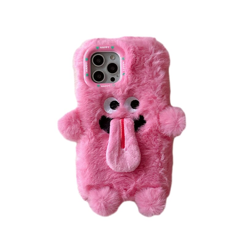 Funny Tongue Sticking Out Plush Mobile Phone Case For iPhone