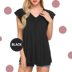 Women's V Neck Pleated Tunic Tops