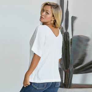 V-neck Short sleeve Loose Shirts