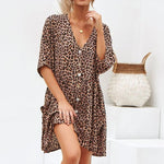 V-Neck Leopard Printed Dress