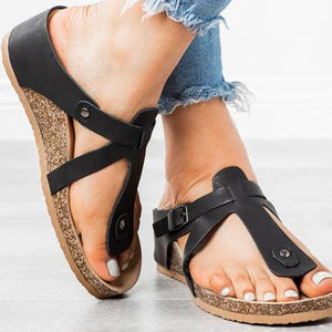 Sandals Pu Wedge Heel Summer Slippers