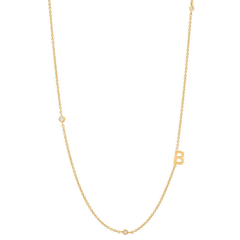 Initial Bezel Diamond Necklace