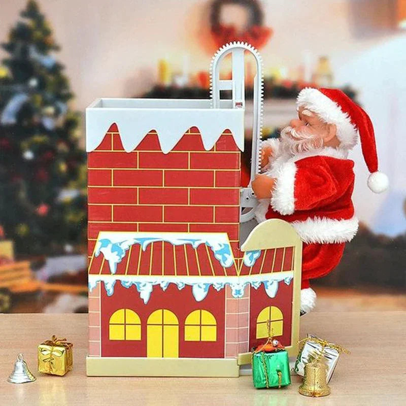 🎅Electric Chimney Climbing Santa Claus Musical Toys🎄