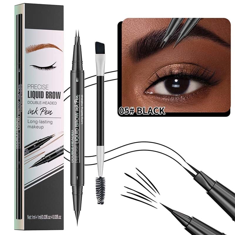 2-in-1 Dual-Ended Eyebrow Pen with Micro-Fork-Tip Applicator and Precise Brush-Tip