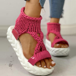 Woven fabric thick sole sandals