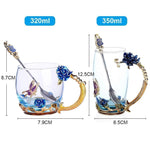 Enamel Rose Glass Tea Cup Set (With Spoon)