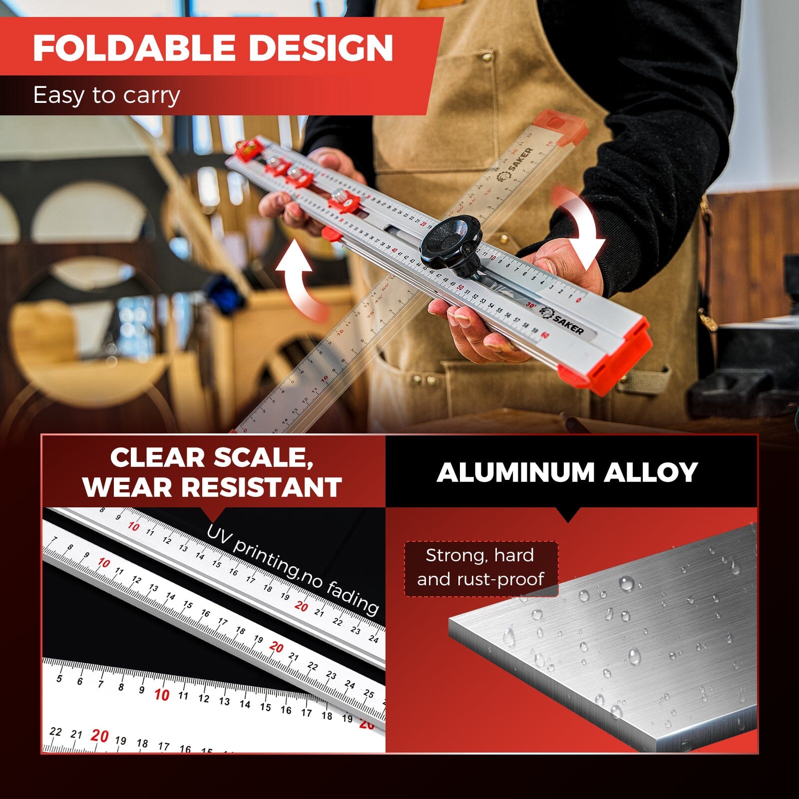 4 in 1 Drilling Positioning Ruler