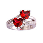 Double Heart Zircon Ring