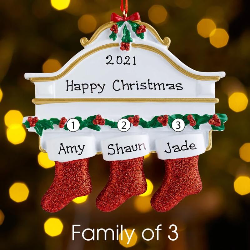 Christmas Socks Pendant Personalized Family Names (No Letters)-DIY By Yourself