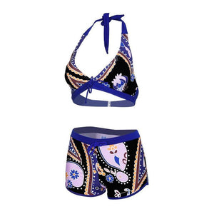 2020 New Sexy Split Boxer Print High Waisted Bikini