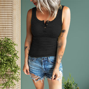 Threaded Button Slim Tank Top