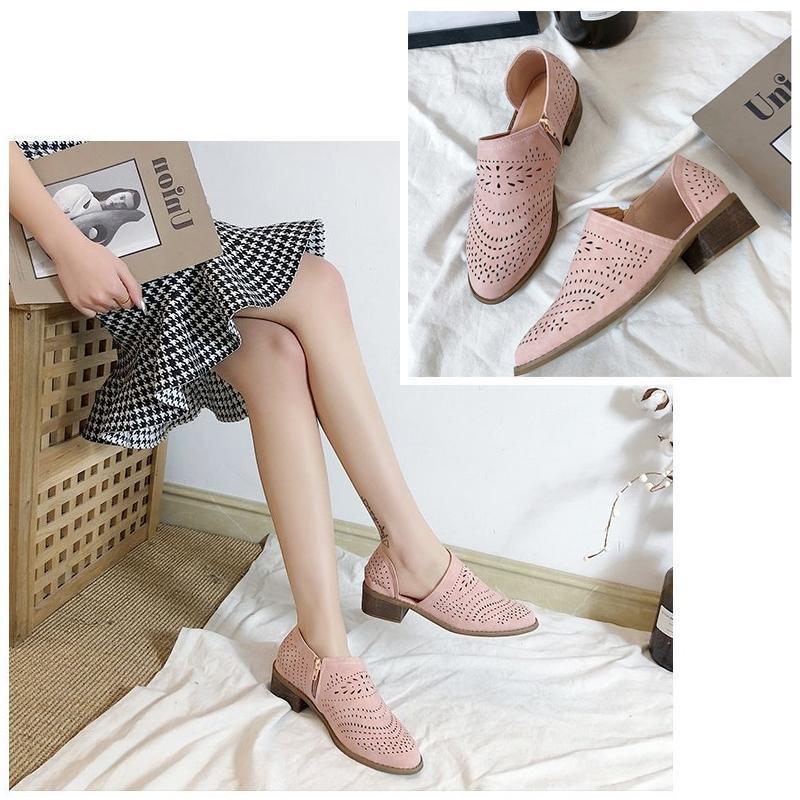 Breathable Hollow Zipper Shoes