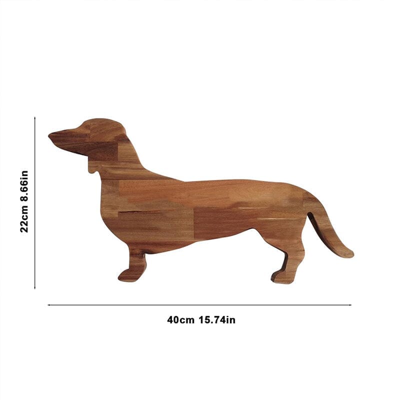 Wooden Dachshund Dog Dinner Plate