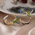 Hummingbird Shaped Drop Earrings