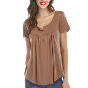 Casual Short Sleeve Button Top for Women