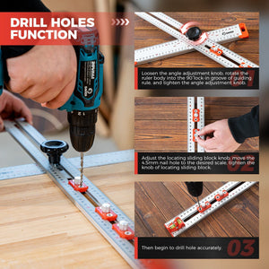 4 in 1 Drilling Positioning Ruler